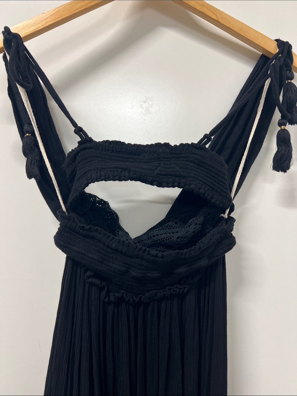 Free People Santa Maria Maxi Dress Black Crochet Lace Boho XS - Picture 11 of 12